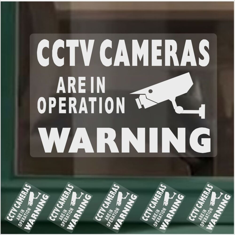 Signs CCTV Cameras are in Operation Warning Window Stickers 24hr Security Safety Labels Vinyl Video Home Premises Business Shop Protection White