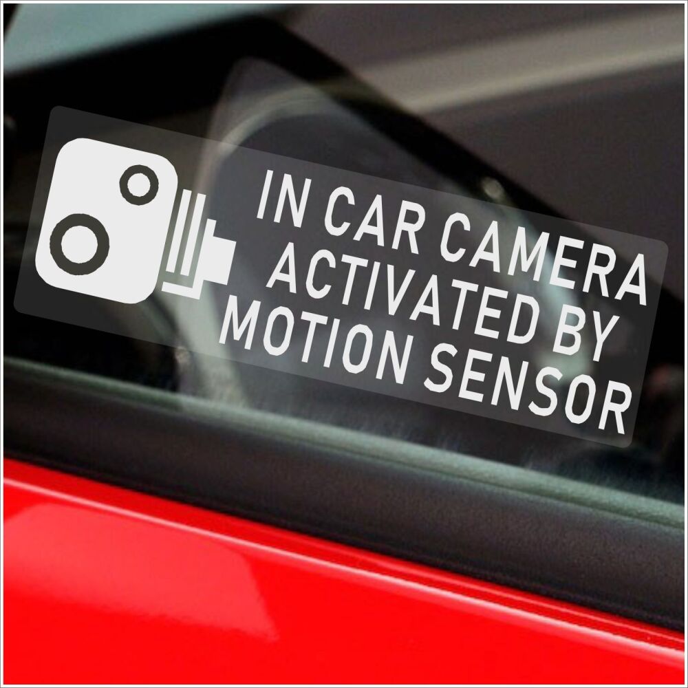 Signs In Car Camera Recording Activated by Motion Sensor Window Stickers CCTV Vehicle Security Safety Video Protection Notice Reverse Labels White