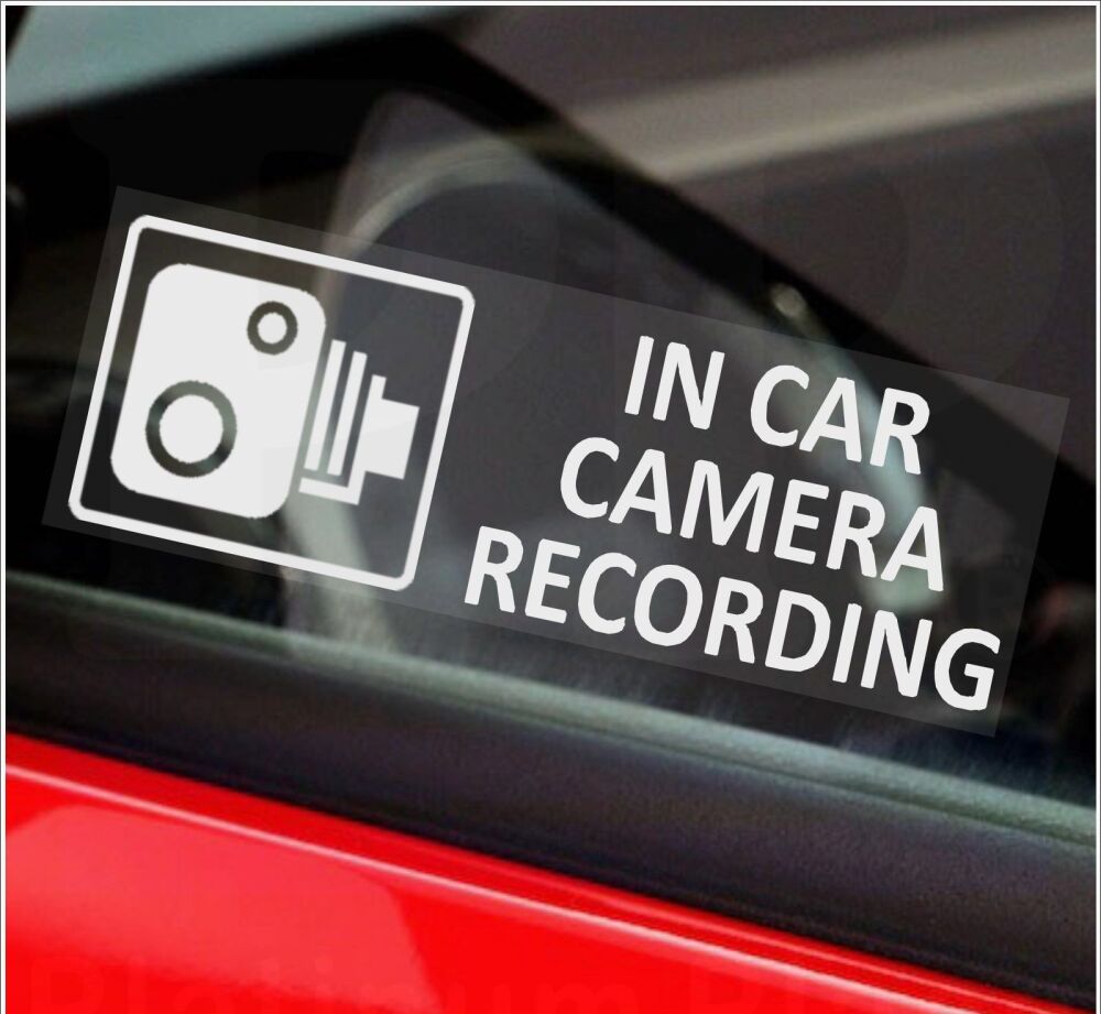 Signs In Car Camera Recording Window Stickers CCTV Dash Cam Vehicle Security Warning Safety Video Protection Notice Reverse Labels Internal White