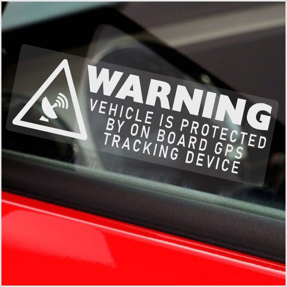 Signs Warning On Board GPS Vehicle Protected by Tracker Window Stickers Security Tracking Device Safety Alarm Tracked Protection Labels Internal White