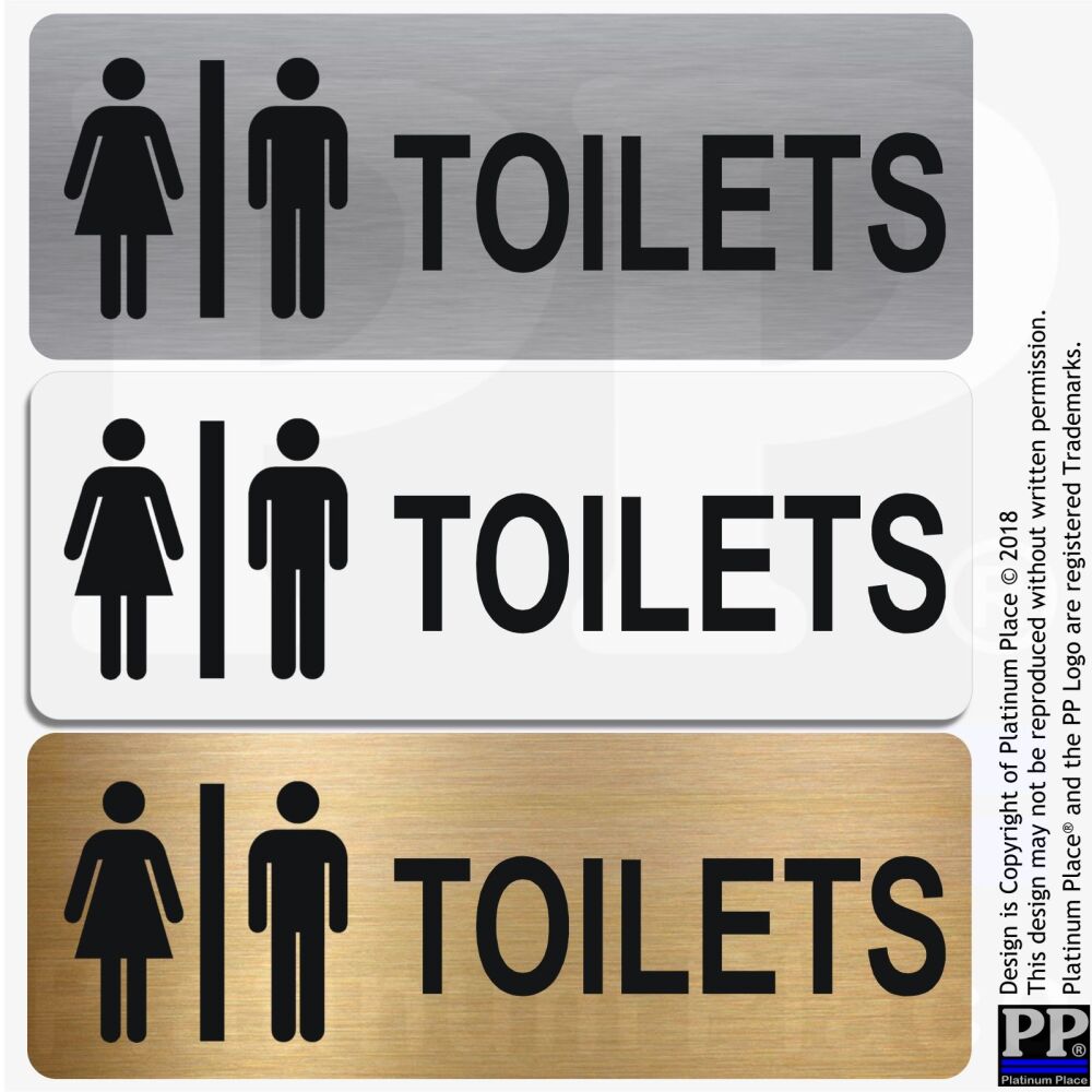 Metal Unisex Toilets Logo Sign  Aluminum Tin Lavatory Restroom Bathroom Door Notice Hygiene Office Shop Hotel Warehouse School Silver Gold White