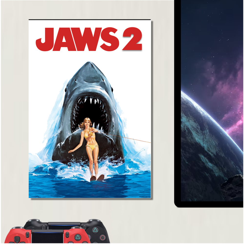 METAL Jaws 2 Movie Poster Shark Horror Sign Tin Aluminum Plaque Cinema Film