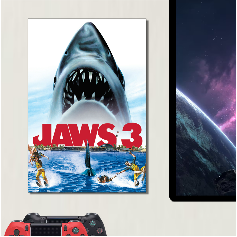 METAL Sign Jaws 3 Movie Poster Shark Horror Tin Aluminum Plaque Cinema Film Living Room Bedroom Display Wall Art Door Man Cave Amity Island Brody