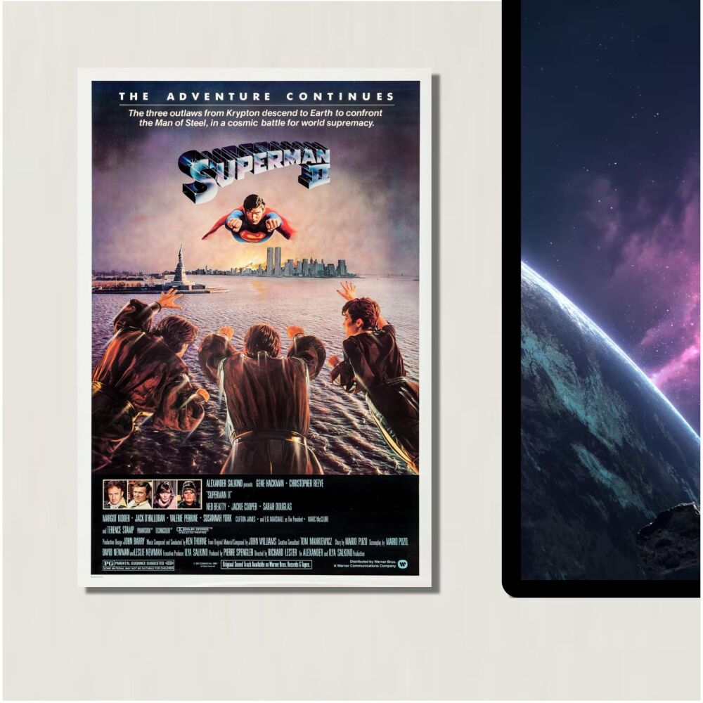 METAL Superman II 2 Movie Poster Sign Tin Aluminum Plaque Cinema Film Living Room Bedroom Door Wall Art Man Cave 1980