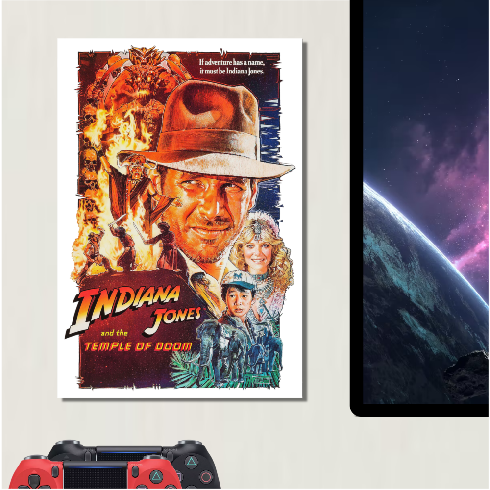 METAL Sign Indiana Jones and the Temple of Doom Movie Poster Harrison Ford Tin Aluminum Plaque Cinema Film Living Room Bedroom Door Wall Art Man Cave