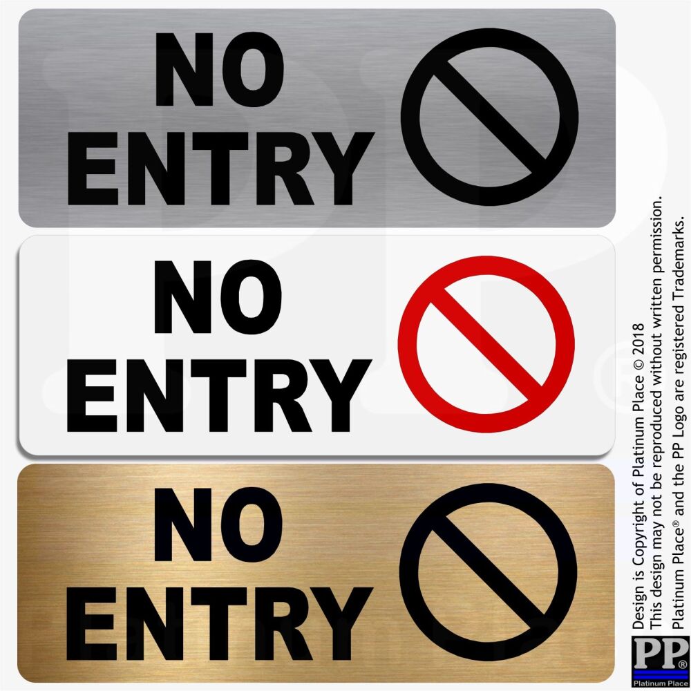 METAL Sign No Entry Caution Aluminum Entrance Tin Door Notice Warning Staff Only Keep Out Unauthorised Office Shop Hotel Silver Gold White