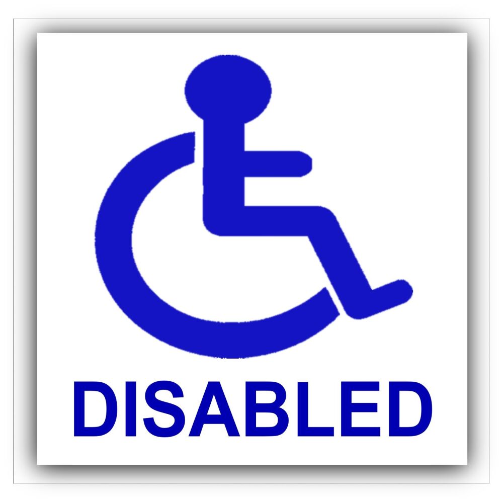 Sticker Disabled Logo Sign Label Door Badge Awareness Notice Mobility Scooter Wheelchair Disability Handicapped Shop School Bar Pub External Text