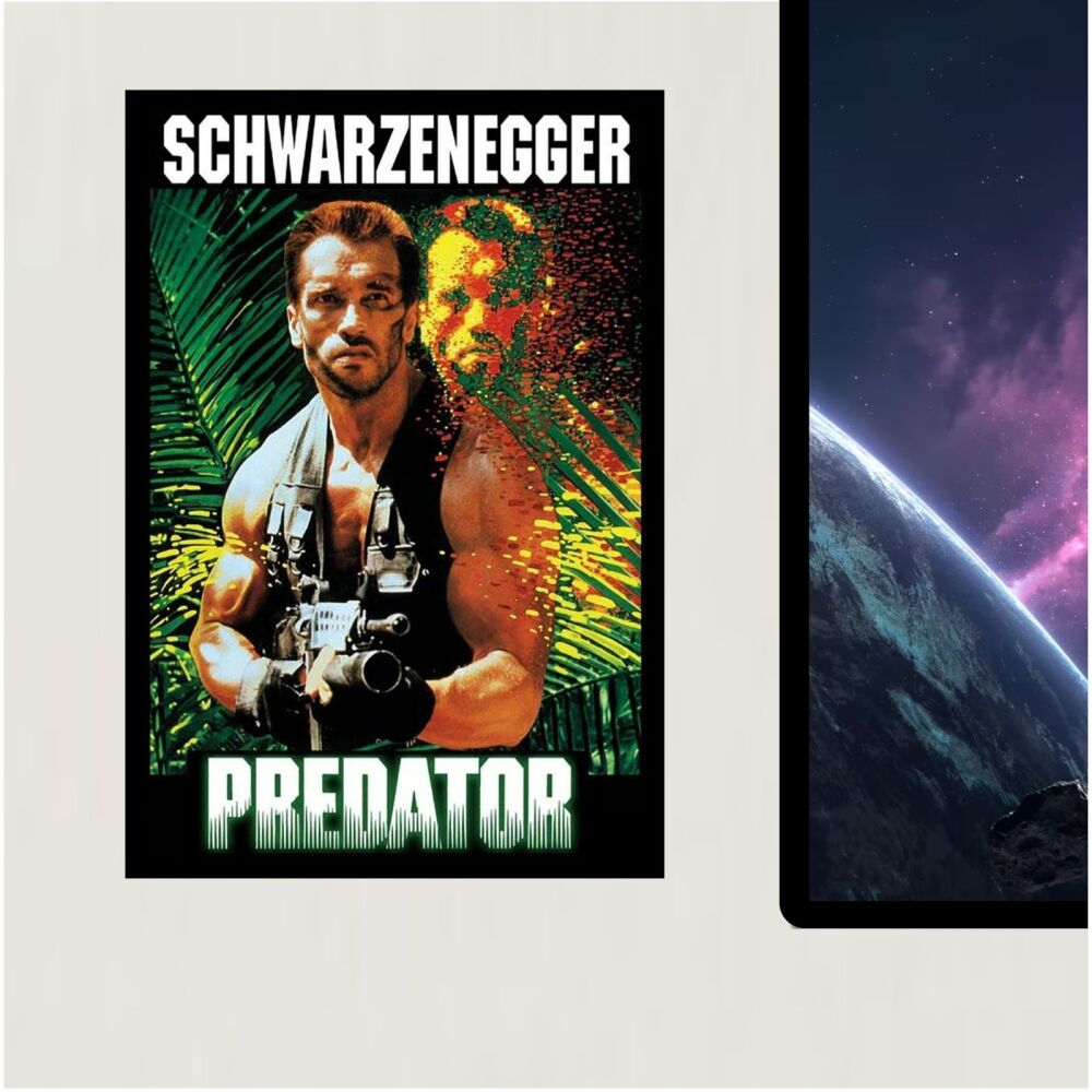 METAL Predator Movie Poster Tin Aluminum Arnold Schwarzenegger Sign Carl Weathers Door Plaque Wall Art Bed Living Alien Film Cinema Room Man Cave