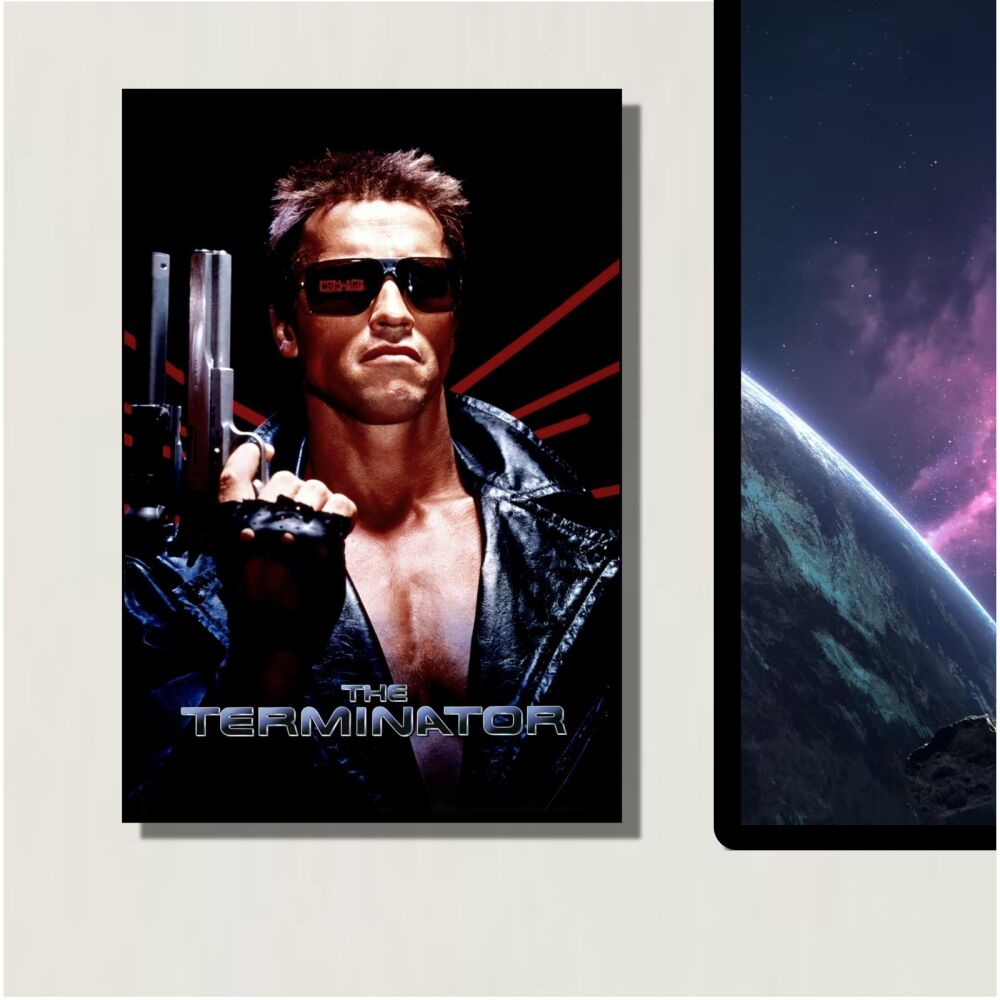 METAL Terminator Movie Poster Tin Aluminum Arnold Schwarzenegger Sign Door Plaque Wall Art Bed Living Linda Hamilton James Cameron Film Room Man Cave