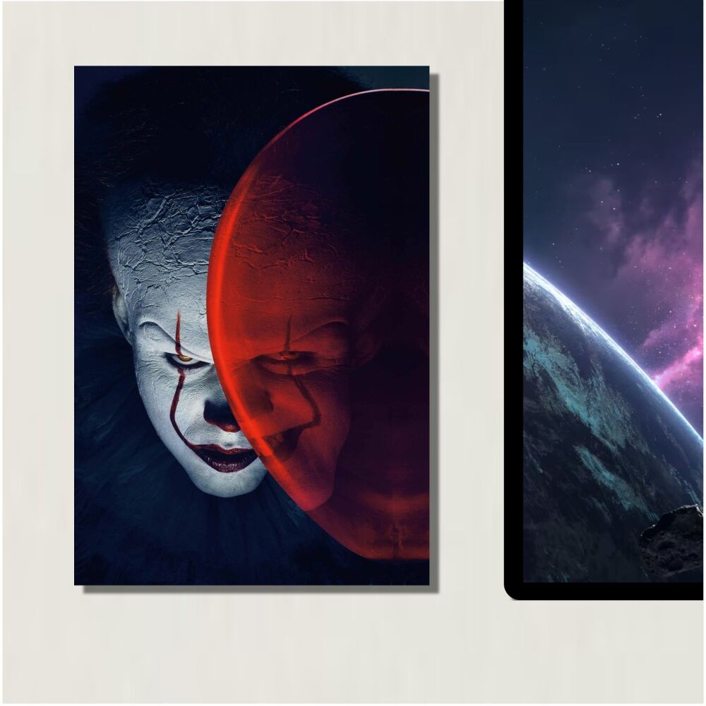 METAL IT Chapter 1 One Movie Poster Tin Aluminum Stephen King Horror Sign Door Pennywise Clown Bill Skarsgård Plaque Wall Art Living Room Man Cave