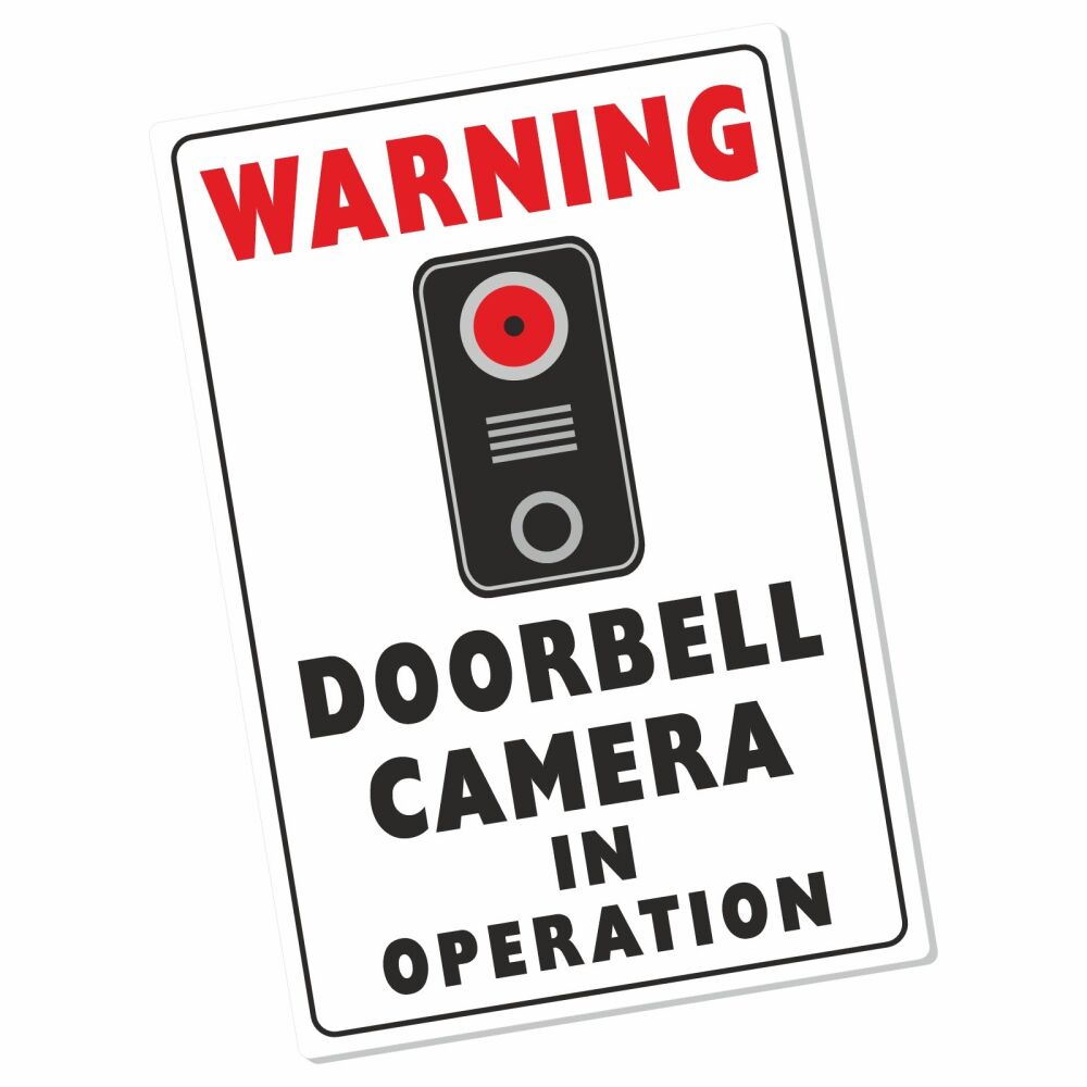 Sign Doorbell Camera in Operation Sticker CCTV Recording 24hr Motion Security Warning Vinyl Door Bell Video Home Flat House Label Portrait MG1