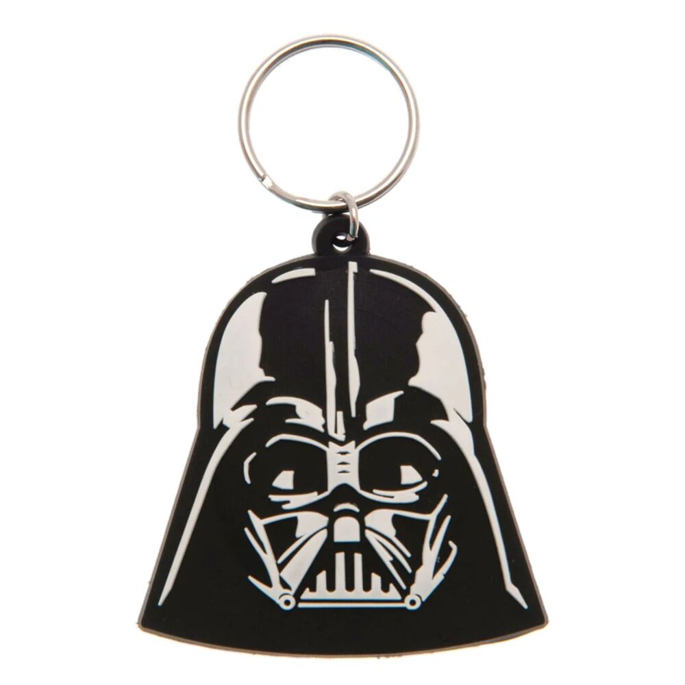 Darth Vader Keychain Star Wars Head Black Helmet Bag Tag Rubber Keyring Car Key Split Ring Holder Chain Luggage Fob Identification
