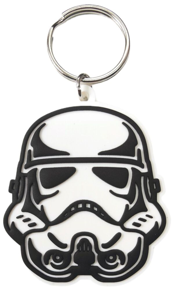 Stormtrooper Keychain Star Wars Head Helmet Darth Vader Empire Bag Tag Rubber Keyring Car Key Split Ring Holder Chain Luggage Fob Identification