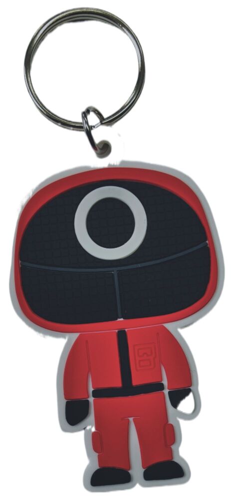 Squid Game Circle Guard Keychain Netflix Bag Tag Rubber Keyring Car Key Split Ring Holder Chain Luggage Fob Identification