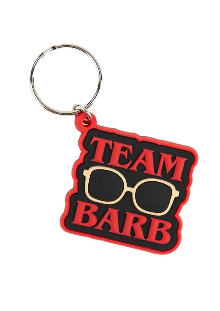 Team Barb Keychain Stranger Things Demogorgon Eleven Upside Down Bag Tag Rubber Keyring Car Key Split Ring Holder Chain Luggage Fob Identification