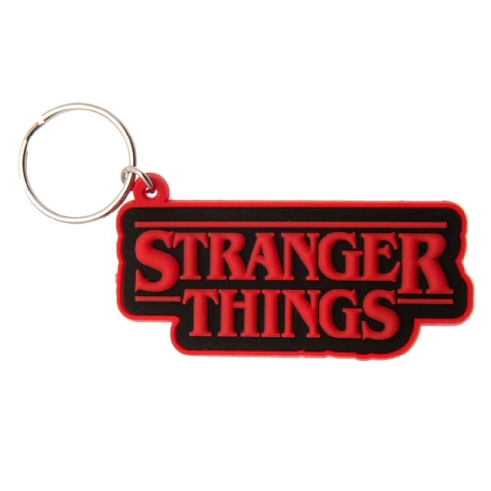 Stranger Things Keychain Demogorgon Eleven Upside Down Bag Logo Design Tag Rubber Keyring Car Key Split Ring Holder Chain Luggage Fob Identification