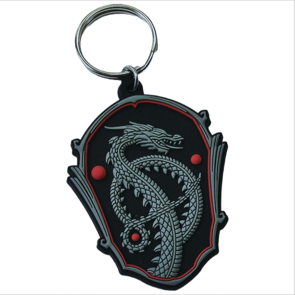 House of the Dragon Sea Serpent Corlys Velaryon Keychain Game of Thrones Bag Rubber Keyring Car Key Split Ring Holder Chain Luggage Fob Identification