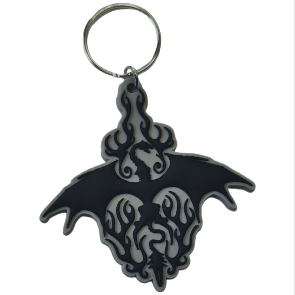House of the Dragon Caraxes Keychain Game of Thrones Daemon Targaryen Bag Rubber Keyring Car Key Split Ring Holder Chain Luggage Fob Identification
