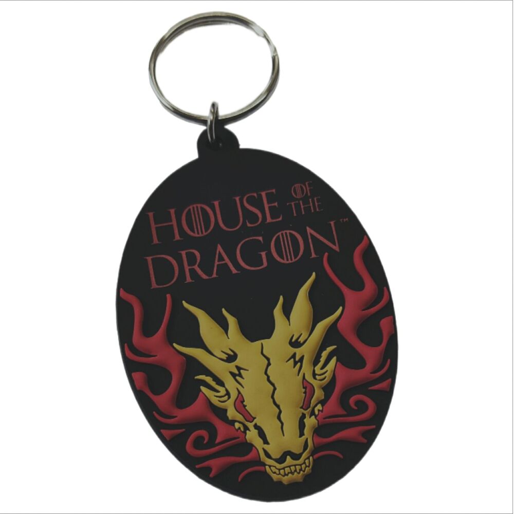 House of the Dragon Caraxes Keychain Game of Thrones Daemon Targaryen Bag Rubber Keyring Car Key Split Ring Holder Chain Luggage Fob Identification D2