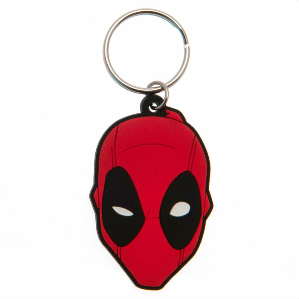 Deadpool Keychain Wolverine Marvel Comics Superheroes MCU Avengers Bag Tag Rubber Keyring Car Key Split Ring Holder Chain Luggage Fob Identification