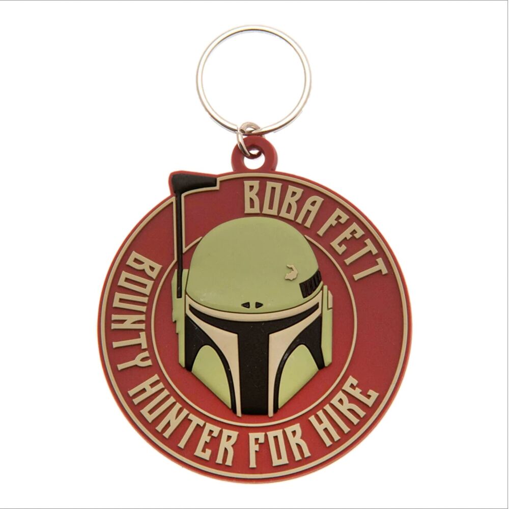 Boba Fett Bounty Hunter Hire Keychain Star Wars The Mandalorian Bag Tag Rub