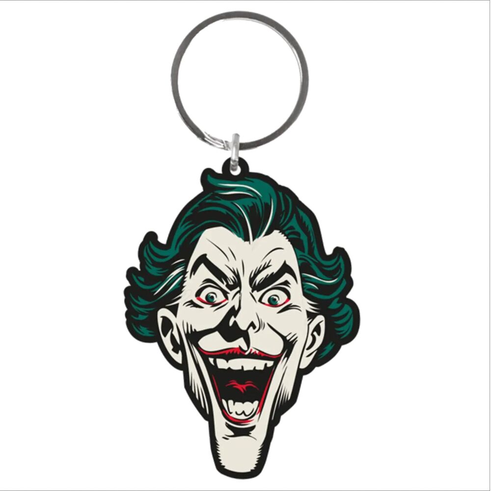 The Joker Keychain DC Comics Batman Arkham Harley Quinn Mark Hamill Bag Tag Rubber Keyring Car Key Split Ring Holder Chain Luggage Fob Identification