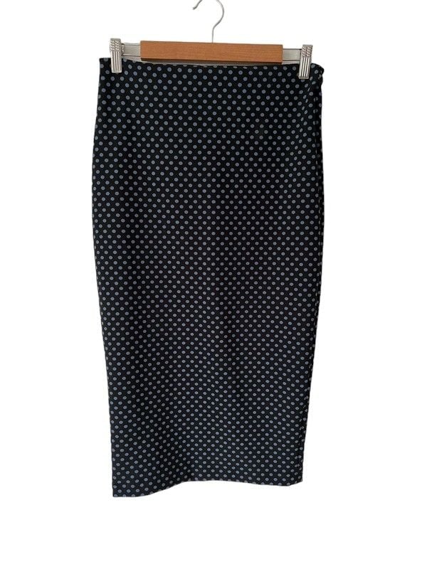 F&F size 10 black with blue polka dot midi pencil skirt