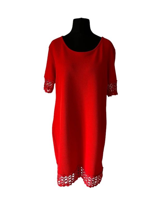 Peacocks size 16 short sleeve red knee length dress