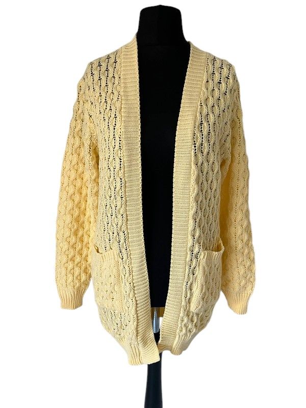 Size S/M light yellow open knit cardigan