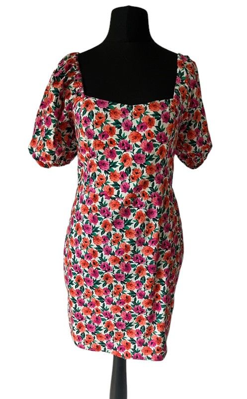 Dorothy Perkins size 12 floral print puff sleeve dress