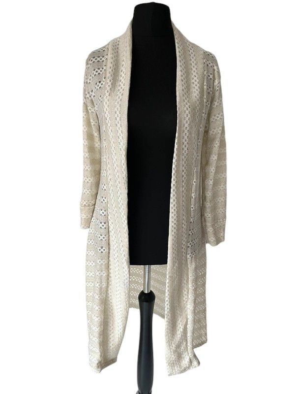 Mariette size 12-14 cream with gold thread long cardigan