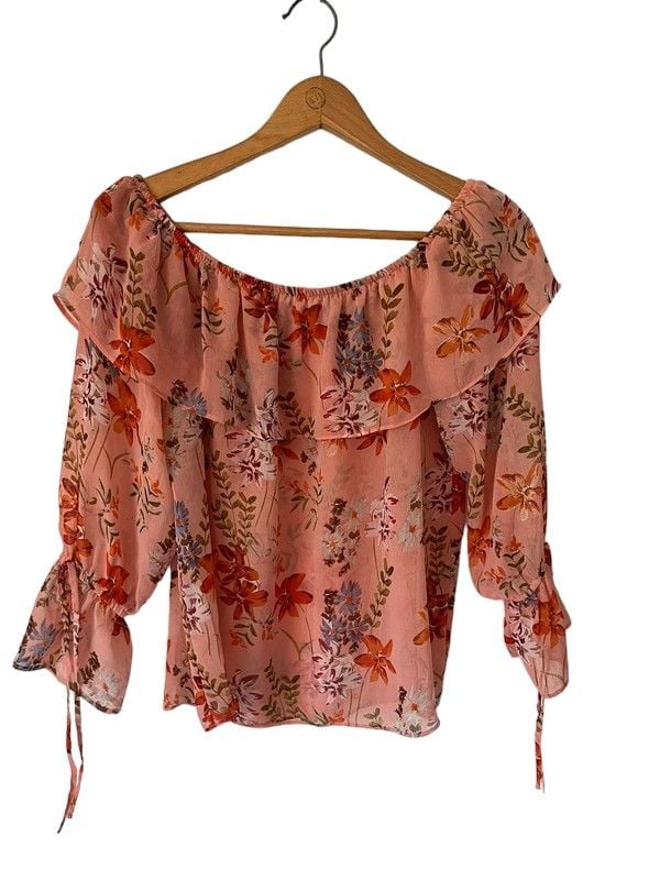 Papaya size 12 sheer pink floral print top