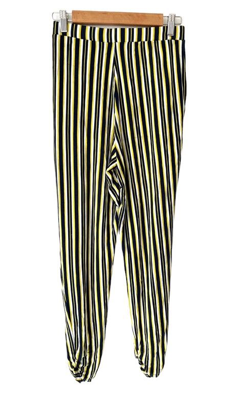 Size 12 Papaya navy & yellow striped leggings