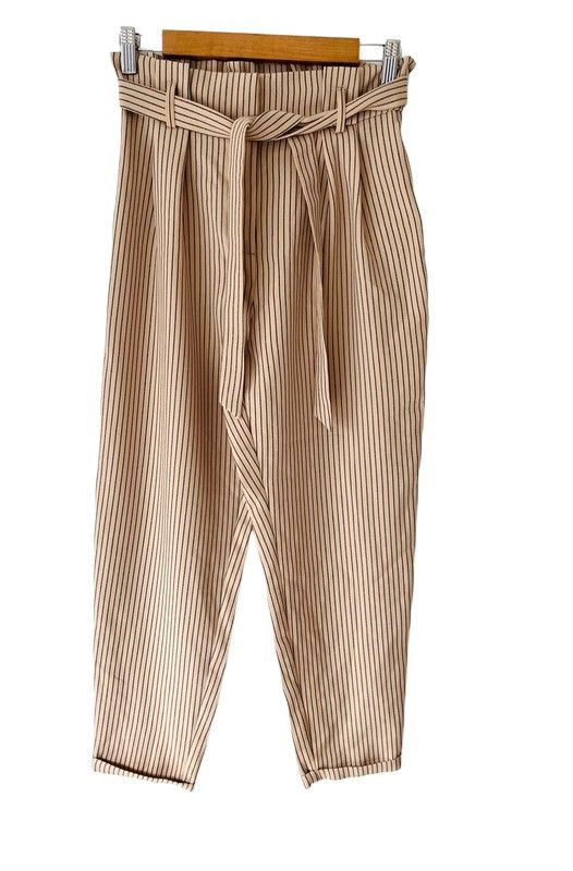 Size 10 beige striped lightweight trousers