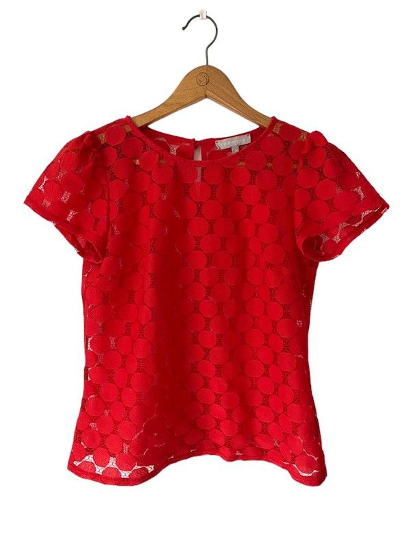 Red Herring Size 10 red short sleeve circle pattern top