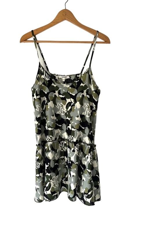 Koton Size 12 leaf print strappy sleeve sundress