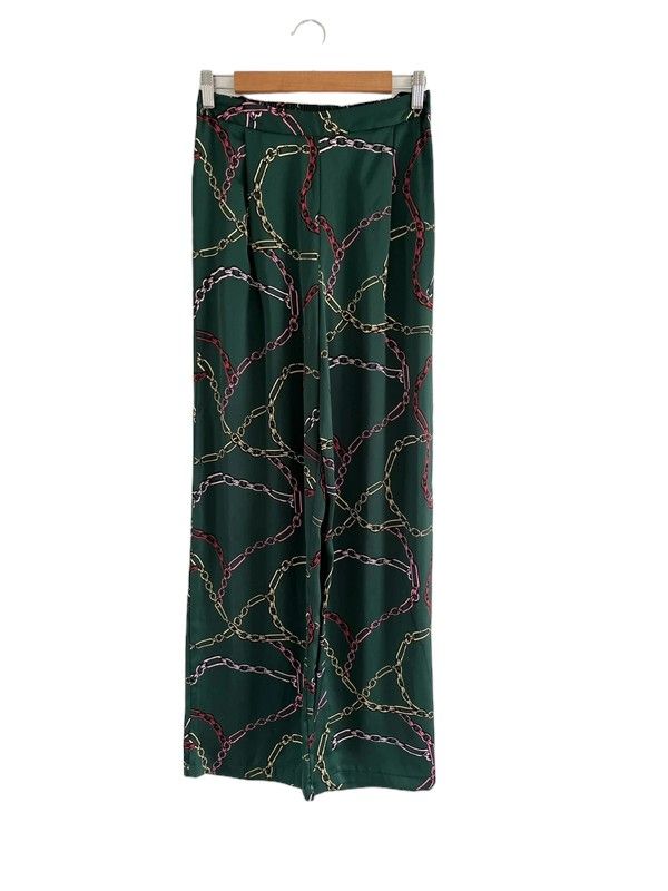 Size 10 dark green chain print straight leg trousers