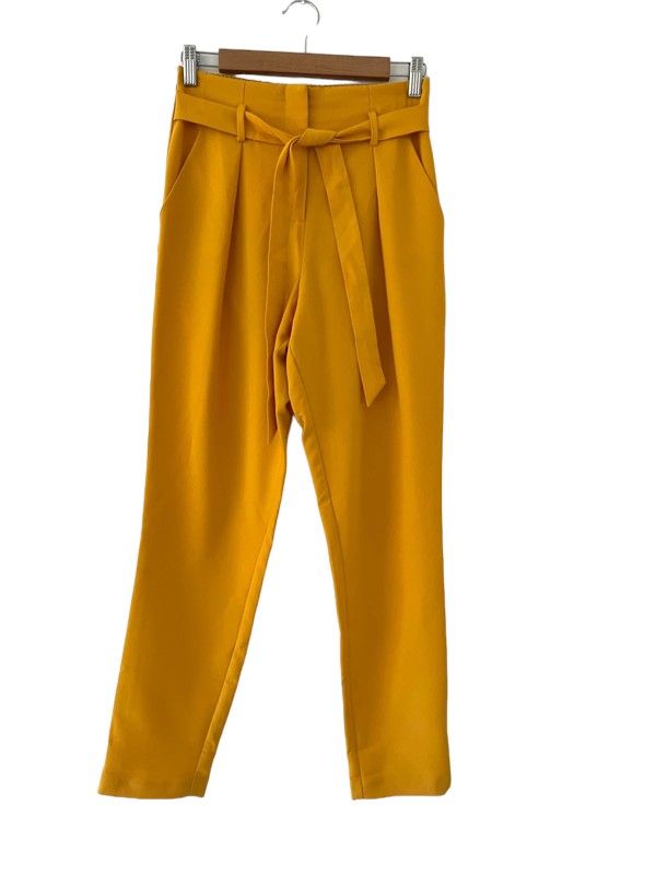 Lipsy size 8-10 mustard high rise tapered leg trousers