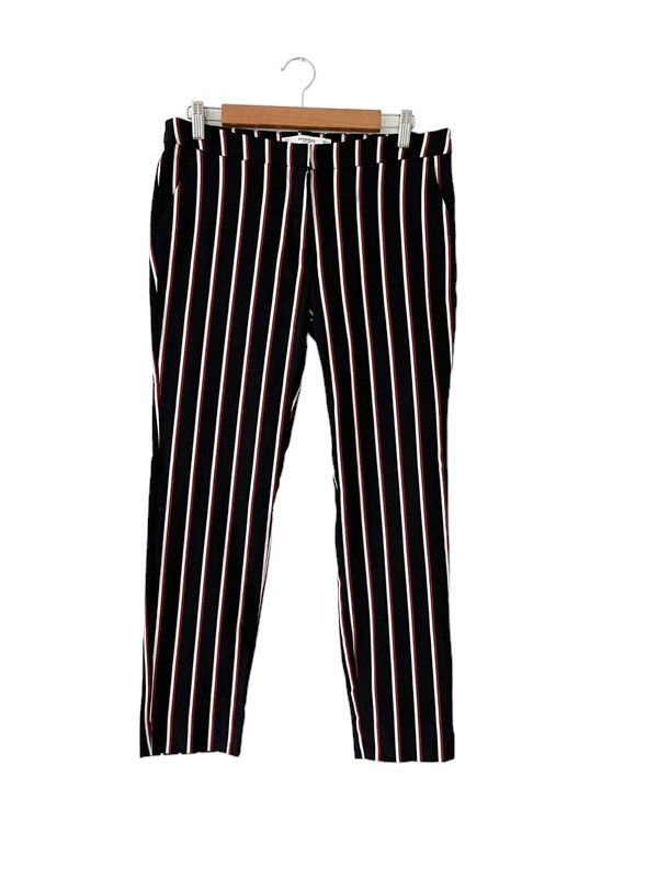 Mango Size 14 Black, red, white stripe tapered trousers