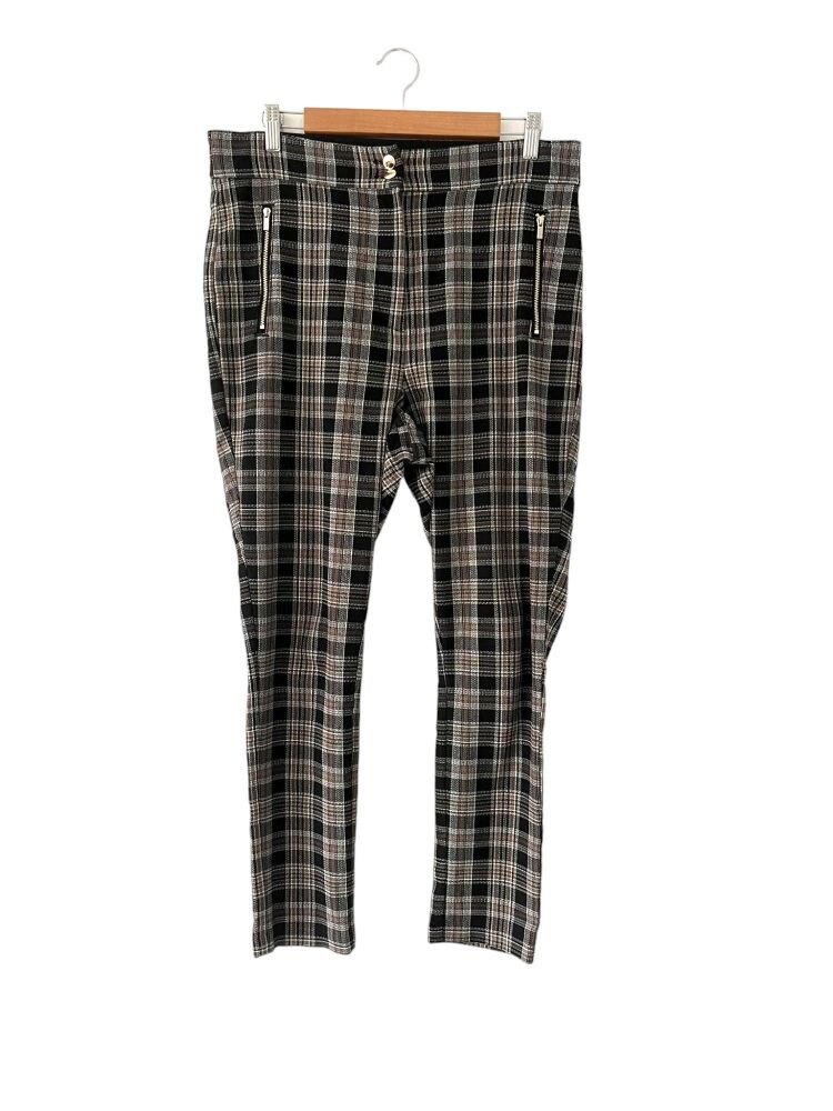 F&F size 16 beige and black check trousers