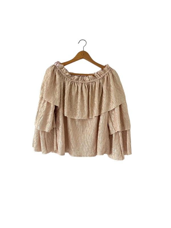 Brand New River Island size 18 long sleeve pinky gold top