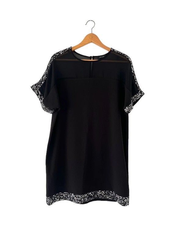 New Look size 14 black sequin short sleeve dress