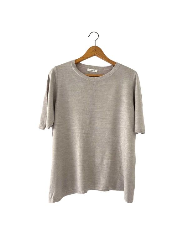 M&S size 20 light grey short sleeve thin knit jumper