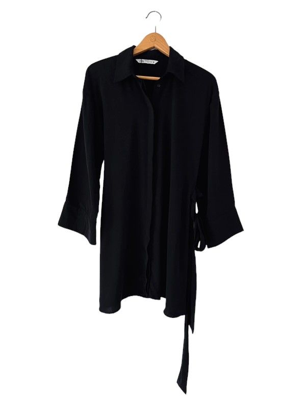 Zara size XS (UK 8) black long sleeve shirt dress