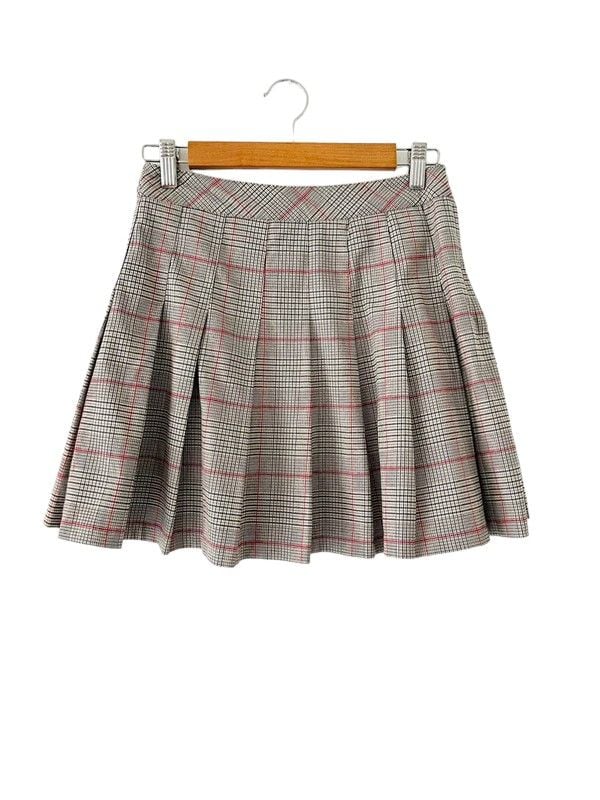 H&M size 8 beige check pleated skirt