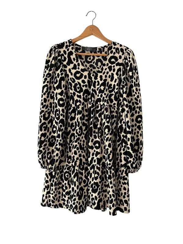 Primark size 12 animal print long sleeve knee length dress