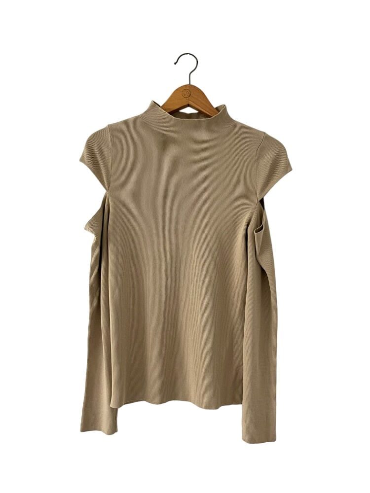 Topshop Size 6-8 beige cold shoulder long sleeve high neck top