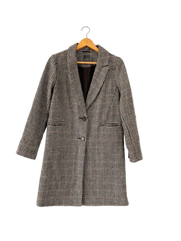 Size 8 brown houndstooth midi coat