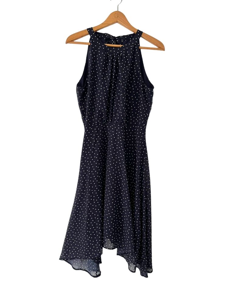 Wallis size 12 navy blue polka dot sleeveless dress