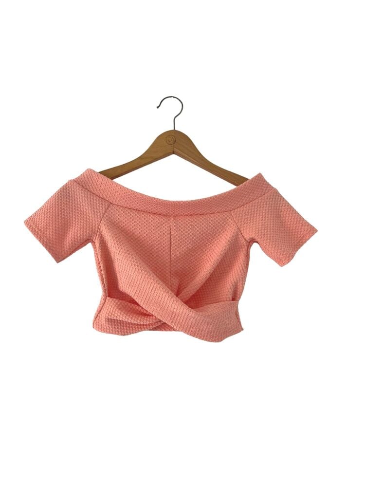 Miss Selfridge size 6 light orange short sleeve crop top